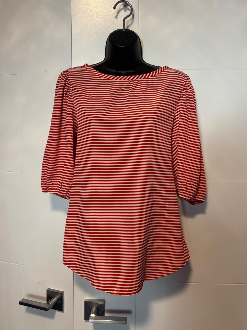 Everly Red and White Striped Boatneck Top